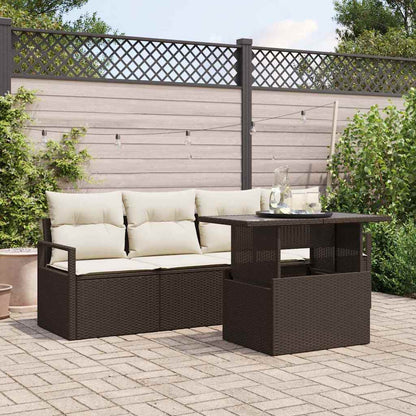 Garten-Sofa-Set mit Speicher 5 pcs Braun Poly Rattan