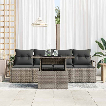 Garten-Sofa-Set mit Speicher 5 pcs Grau Poly Rattan