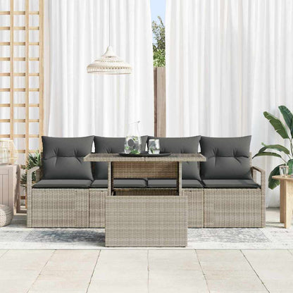 Garten-Sofa-Set mit Speicher 5 pcs Hellgrau Poly Rattan