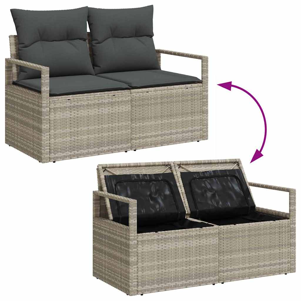 Garten-Sofa-Set mit Speicher 5 pcs Hellgrau Poly Rattan