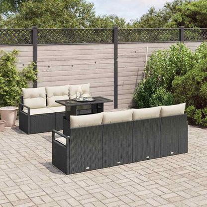 Garten-Sofa-Set mit Speicher 8 pcs Schwarz Poly Rattan