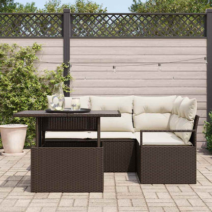 Garten-Sofa-Set mit Speicher 5 pcs Braun Poly Rattan