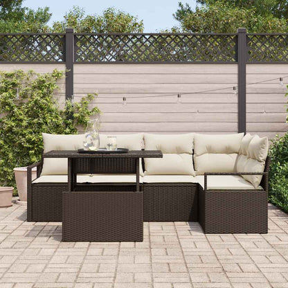 Garten-Sofa-Set mit Speicher 6 pcs Braun Poly Rattan
