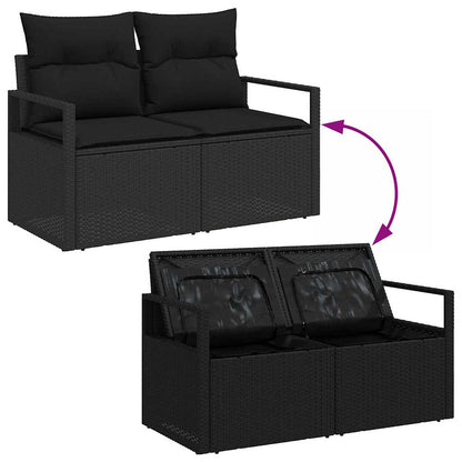 Gartensofa-set mit Kissen 11 pcs Schwarz Poly-Rattan