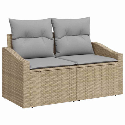 Garten-Sofa-Set mit Speicher 5 pcs Beige Poly Rattan