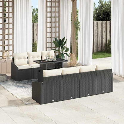 Garten-Sofa-Set mit Kissen 8 pcs Schwarz Poly-Rattan