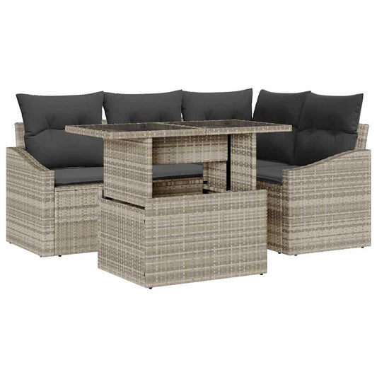 Garten-Sofa-Set mit Kissen 5 pcs Beige Grau 100 x 55 x 73 cm