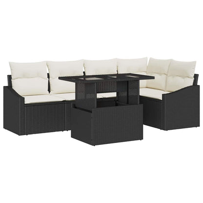 Garten-Sofa-Set 6 pcs Schwarz, Creme 100 x 55 x 73 cm