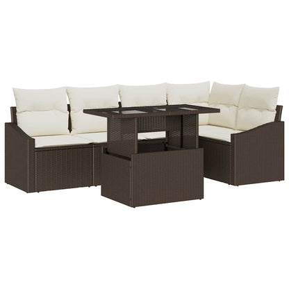 Garten-Sofa-Set 6 pcs Braun und Creme 100 x 55 x 73 cm