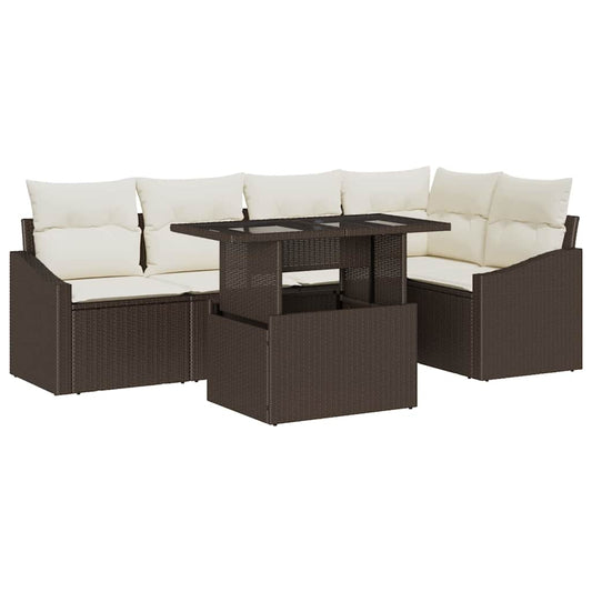 Garten-Sofa-Set 6 pcs Braun und Creme 100 x 55 x 73 cm