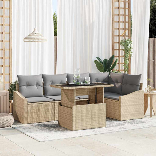 Garten-Sofa-Set 6 pcs Beige, Hellgrau 100 x 55 x 73 cm