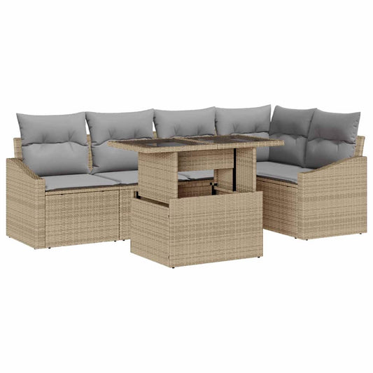 Garten-Sofa-Set 6 pcs Beige, Hellgrau 100 x 55 x 73 cm
