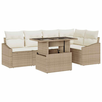 Garten-Sofa-Set mit Kissen 6 pcs Beige, Creme 100 x 55 x 73 cm