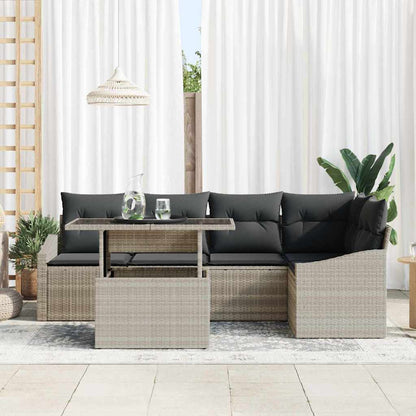 Garten-Sofa-Set 6 pcs Beige Dunkelgrau 100 x 55 x 73 cm