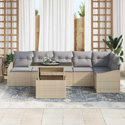 Garten-Sofa-Set 7 pcs Beige, Hellgrau 100 x 55 x 73 cm