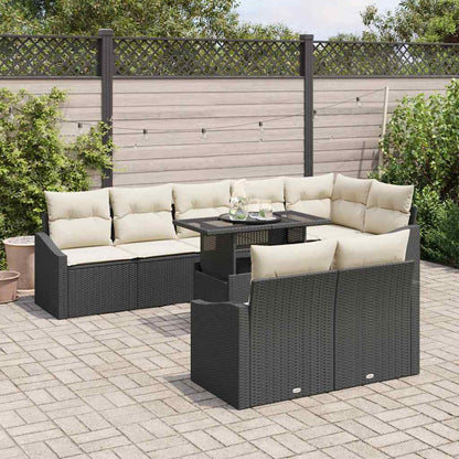 Garten-Sofa-Set 9 pcs Schwarz, Creme 100 x 55 x 73 cm