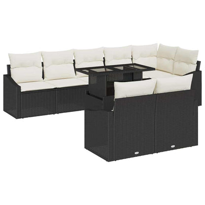 Garten-Sofa-Set 9 pcs Schwarz, Creme 100 x 55 x 73 cm