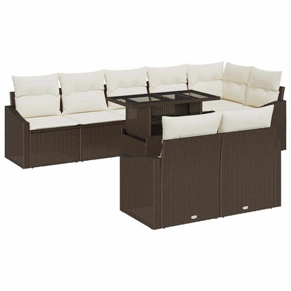 Garten-Sofa-Set 9 pcs Braun und Creme 100 x 55 x 73 cm