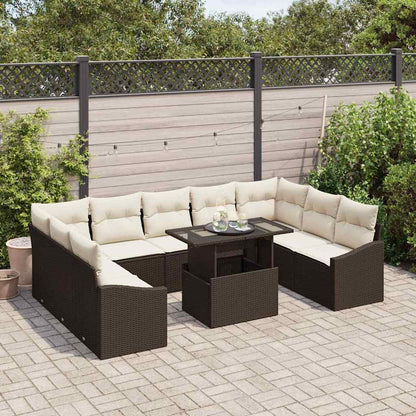 Garten-Sofa-Set 10 pcs Braun und Creme 100 x 55 x 73 cm
