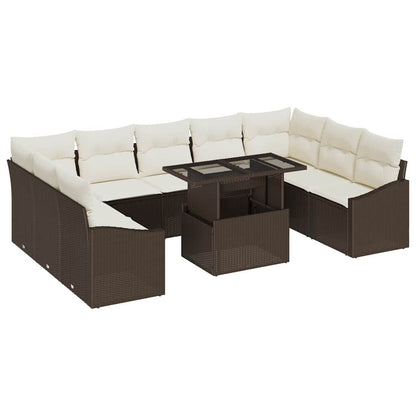 Garten-Sofa-Set 10 pcs Braun und Creme 100 x 55 x 73 cm