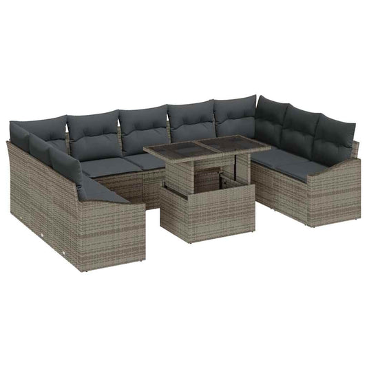 Garten-Sofa-Set mit Kissen 10 pcs Grau 100 x 55 x 73 cm