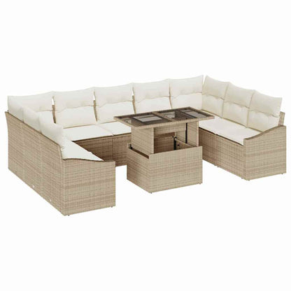 Garten-Sofa-Set mit Kissen 10 pcs Beige, Creme 100 x 55 x 73 cm