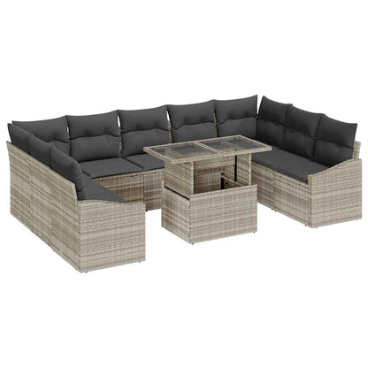 Garten-Sofa-Set 10 pcs Beige, Dunkelgrau 100 x 55 x 73 cm