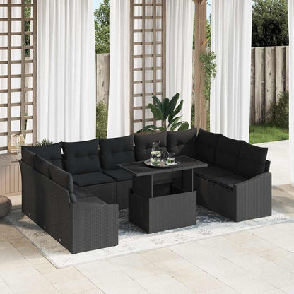Garten-Sofa-Set mit Kissen 10 pcs Schwarz 100 x 55 x 73 cm