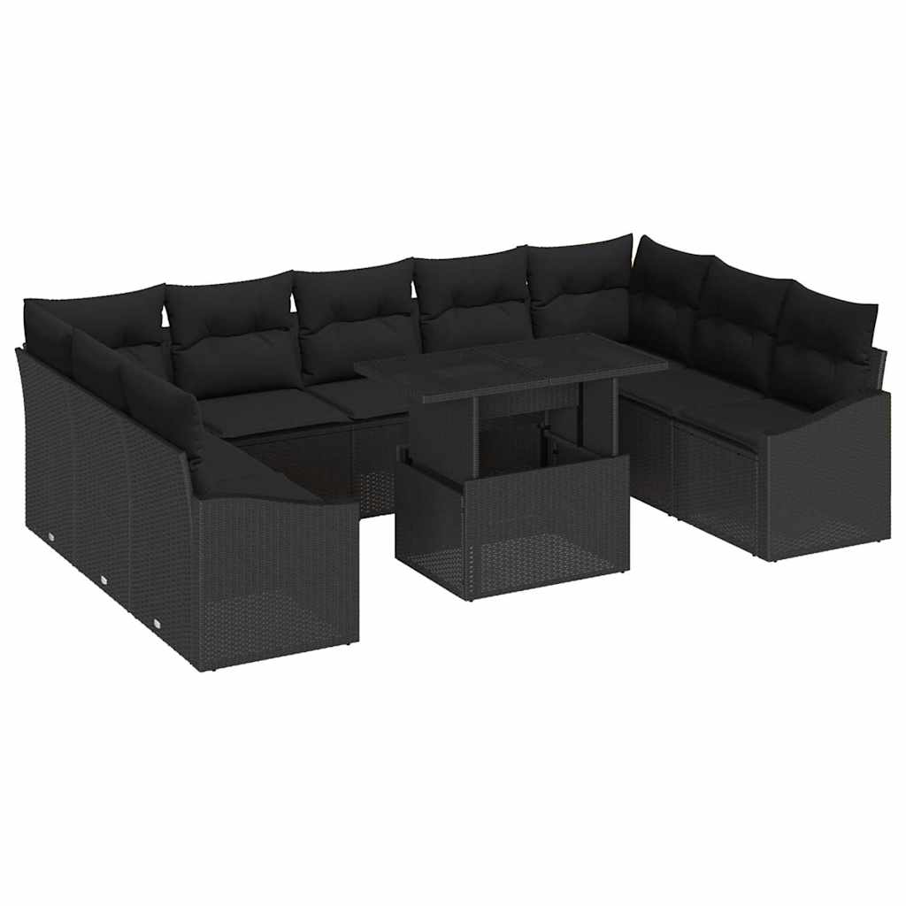 Garten-Sofa-Set mit Kissen 10 pcs Schwarz 100 x 55 x 73 cm