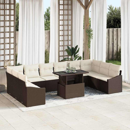 Garten-Sofa-Set 11 pcs Braun und Creme 100 x 55 x 73 cm