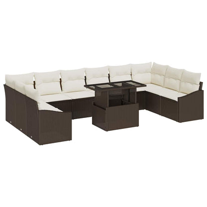 Garten-Sofa-Set 11 pcs Braun und Creme 100 x 55 x 73 cm