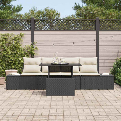 Garten-Sofa-Set 5 pcs Schwarz, Creme 100 x 55 x 73 cm
