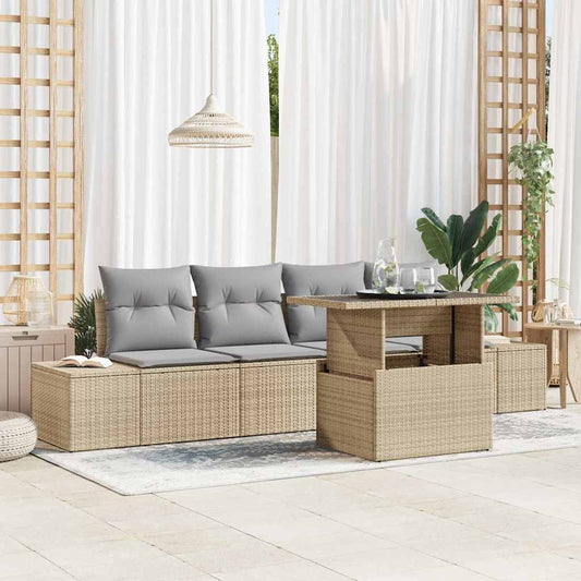Garten-Sofa-Set 5 pcs Beige, Hellgrau 100 x 55 x 73 cm