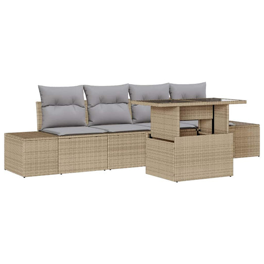 Garten-Sofa-Set 5 pcs Beige, Hellgrau 100 x 55 x 73 cm