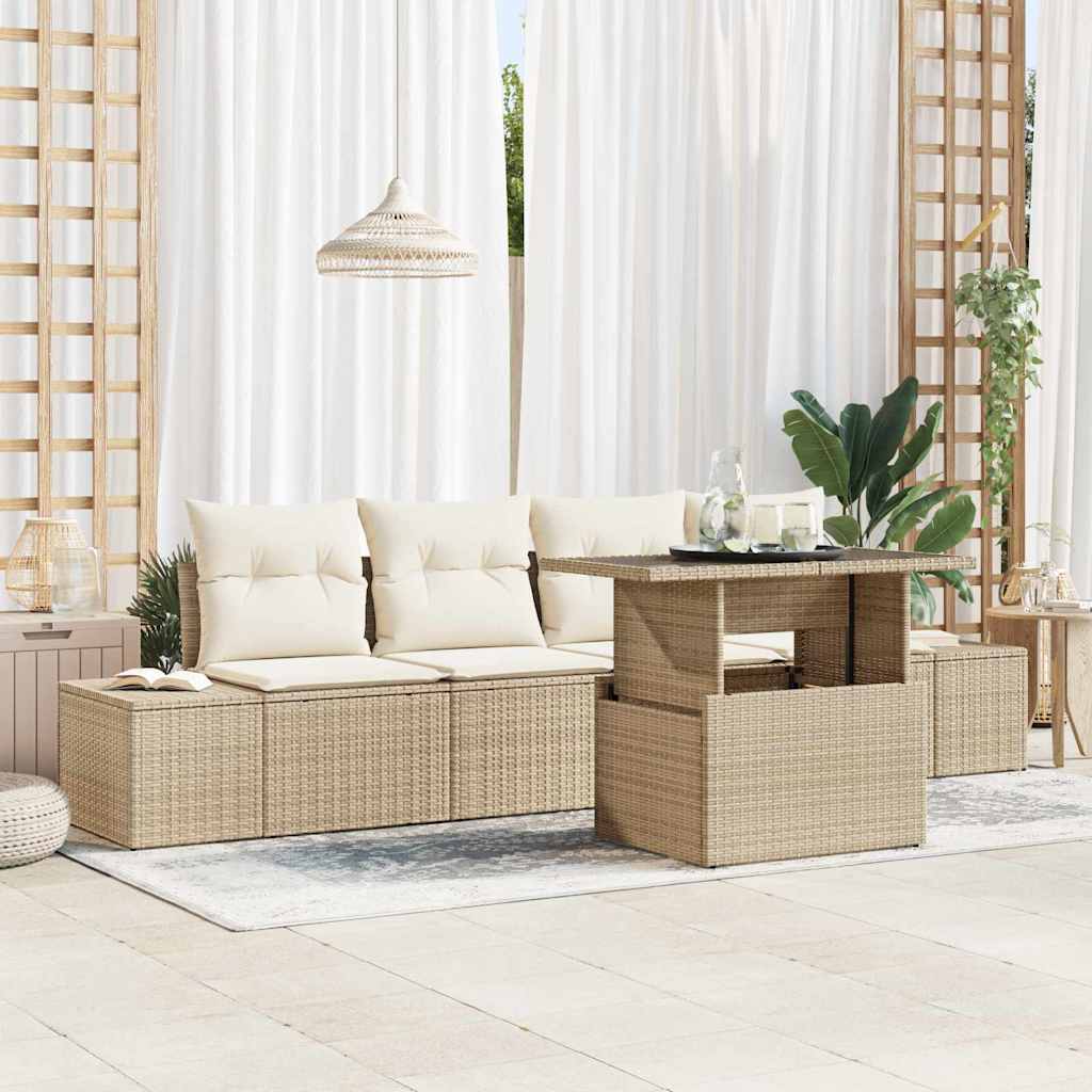 Garten-Sofa-Set 5 pcs Beige und Creme 100 x 55 x 73 cm