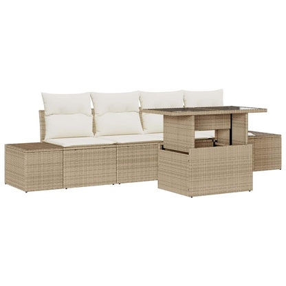 Garten-Sofa-Set mit Kissen 5 pcs Beige, Creme 100 x 55 x 73 cm
