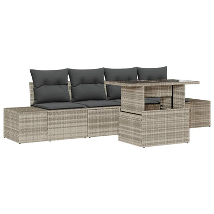 Garten-Sofa-Set mit Kissen 5 pcs Beige Grau 100 x 55 x 73 cm
