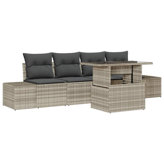 Garten-Sofa-Set mit Kissen 5 pcs Beige Grau 100 x 55 x 73 cm