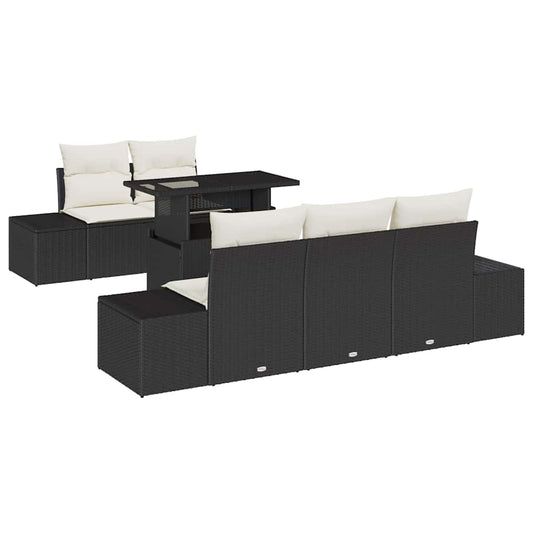 Garten-Sofa-Set 6 pcs Schwarz, Creme 100 x 55 x 73 cm