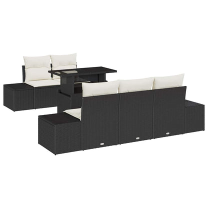 Garten-Sofa-Set 6 pcs Schwarz und Creme 100 x 55 x 73 cm