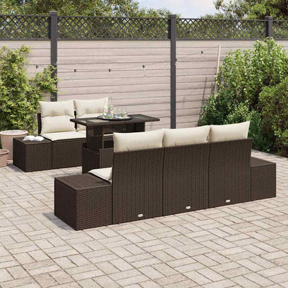Garten-Sofa-Set 6 pcs Braun und Creme 100 x 55 x 73 cm