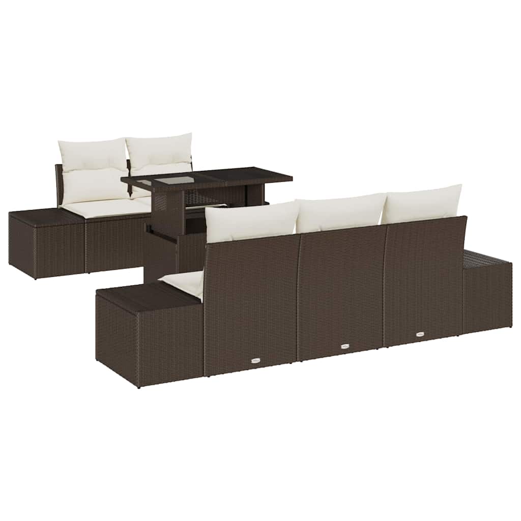 Garten-Sofa-Set 6 pcs Braun und Creme 100 x 55 x 73 cm