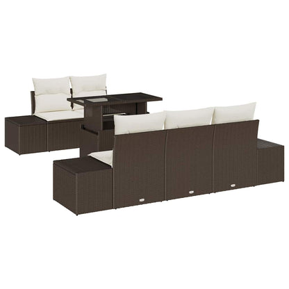 Garten-Sofa-Set 6 pcs Braun und Creme 100 x 55 x 73 cm