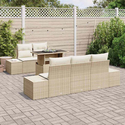 Garten-Sofa-Set 6 pcs Beige und Creme 100 x 55 x 73 cm