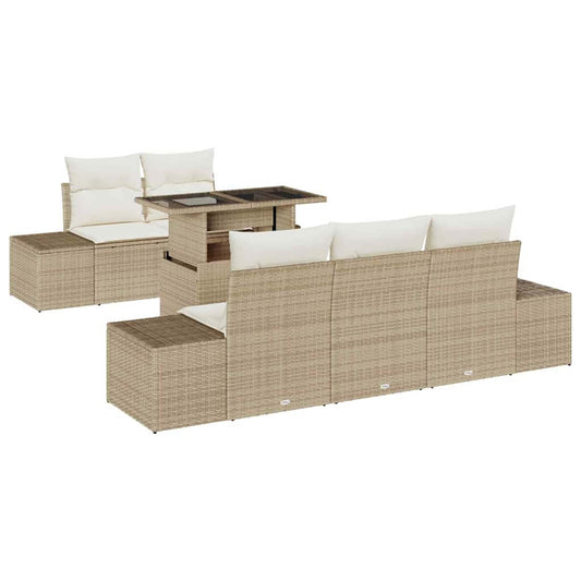 Garten-Sofa-Set 6 pcs Beige und Creme 100 x 55 x 73 cm