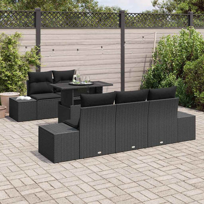 Garten-Sofa-Set mit Kissen 6 pcs Schwarz 100 x 55 x 73 cm