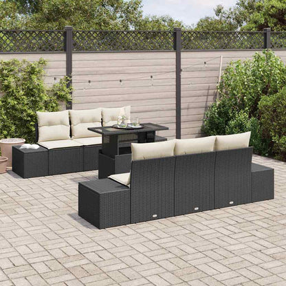 Garten-Sofa-Set 7 pcs Schwarz, Creme 100 x 55 x 73 cm