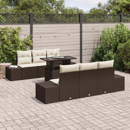 Garten-Sofa-Set 7 pcs Braun und Creme 100 x 55 x 73 cm