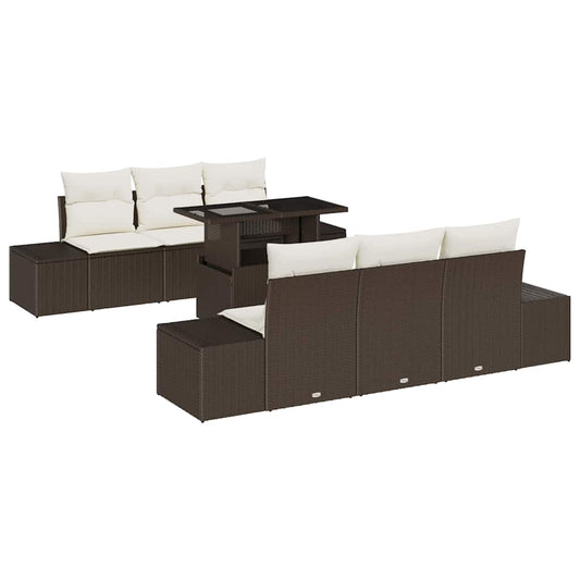 Garten-Sofa-Set mit Kissen 7 pcs Braun, Creme 100 x 55 x 73 cm