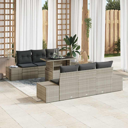 Garten-Sofa-Set mit Kissen 7 pcs Beige Grau 100 x 55 x 73 cm